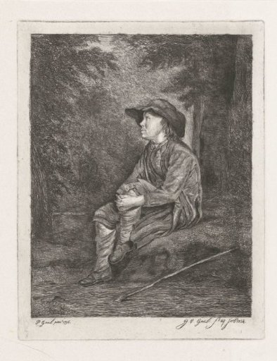 Sitting boy in the woods