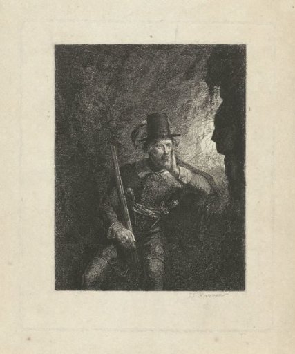 Armed robber in a cave