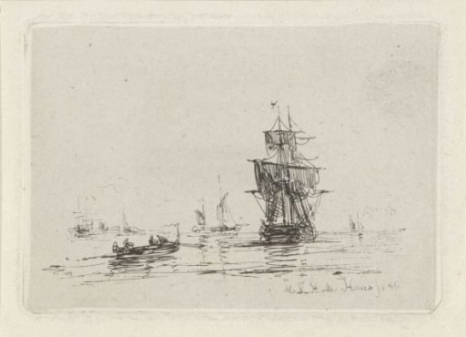 Marine with sailing ship