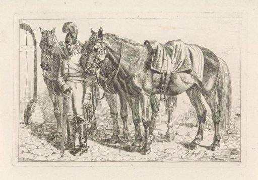 Cuirassier and Three Horses