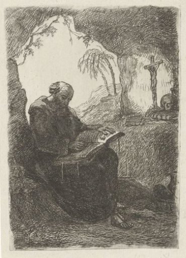 Monk in a cave
