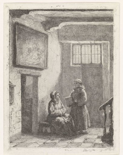 Seated and standing monk