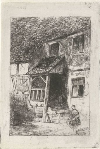 Facade of a house with a covered entrance