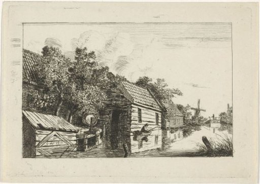 Small boat by a boathouse