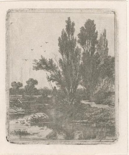 River landscape with a fisherman
