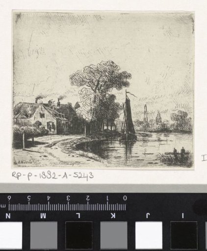 River view with a sailing ship