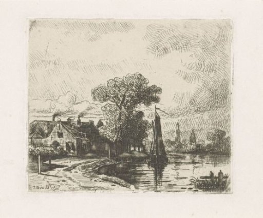 River view with a sailing ship