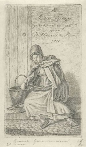 Seated woman with basket and plate
