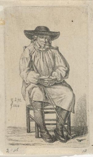 Seated man with a staff