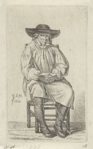 Seated man with a staff