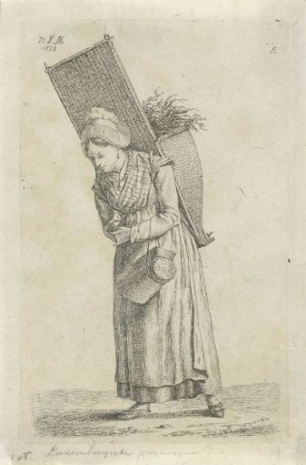Woman from Luxembourg with a basket on her back
