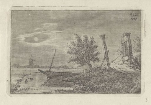 Landscape with boat and open gate