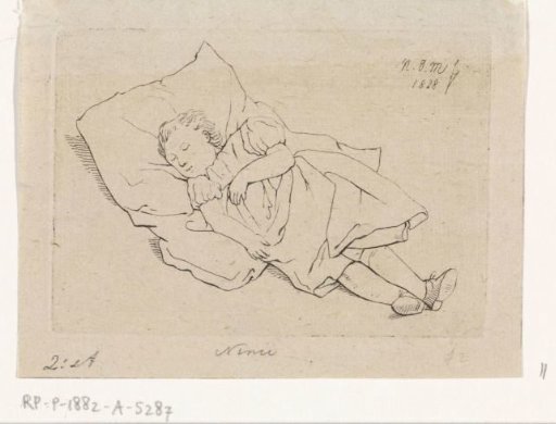 Sleeping child on a cushion