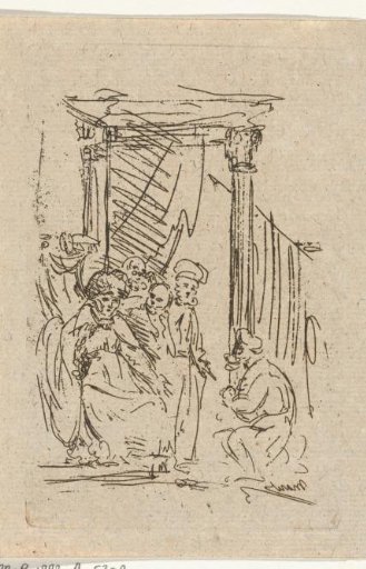 Kneeling man before a prince