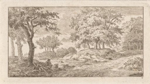 Two Resting Figures Beside a Forest Path