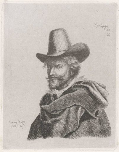 Portrait of Peter Paul Rubens with cloak and high hat