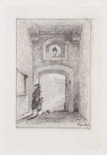 Man with a Dog at a Gate