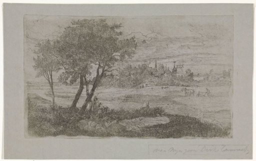 Landscape with Trees in the Foreground and a Plough on the Field