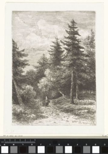 Wooded landscape with woman and child
