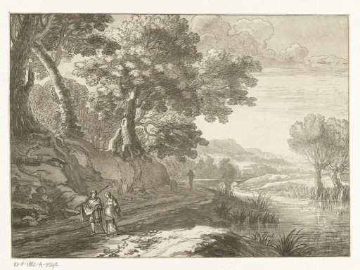 Italianate landscape with three walkers