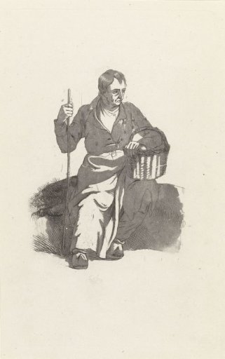 Seated man with a basket