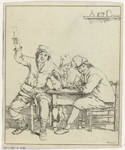 Three men smoking and drinking at a table