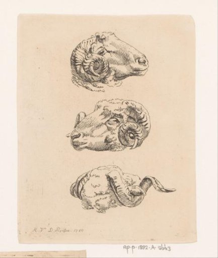 Three ram's heads