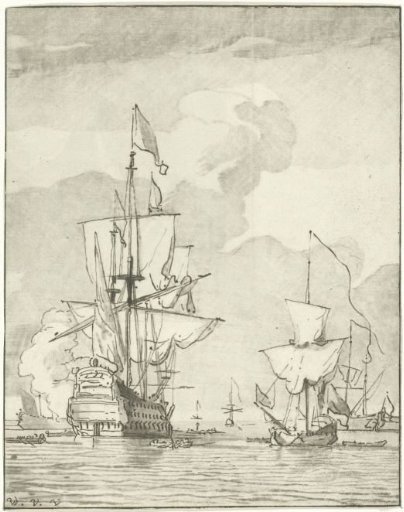 Warship firing a shot