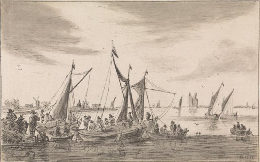 River View with Sailing Ships