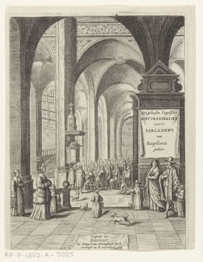 Group listening to a preacher in church