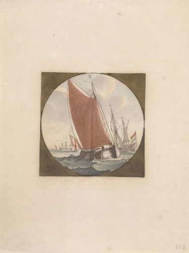 Flat-bottomed boat with full sails