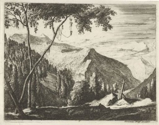 Mountain Landscape with a Cross