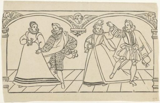 Two dancing couples at a ball