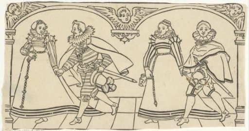 Two dancing couples at a ball