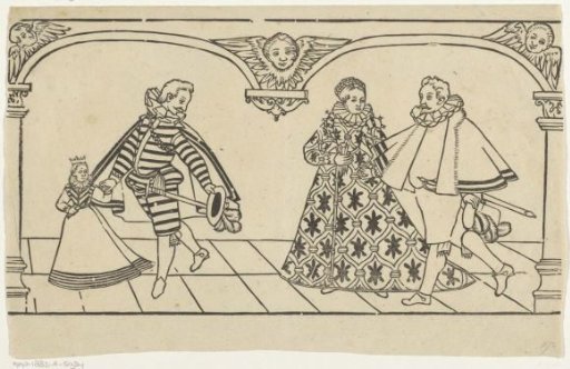 Two dancing couples at a ball