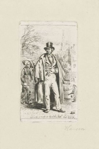 Gentleman with cloak and tall hat