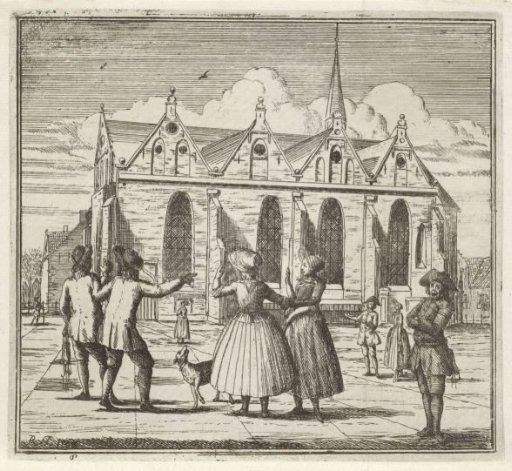 Men and Women on a Square near the Great Church in Leeuwarden