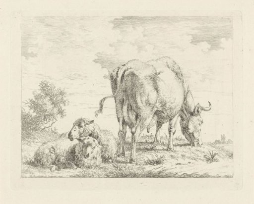 Cow with two sheep
