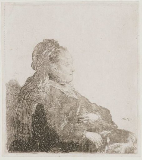 The artist's mother seated, in an oriental headdress: half length