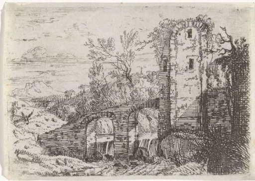 Stone Bridge over a Waterfall