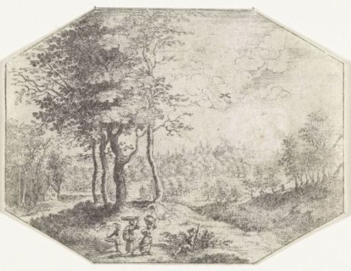 Forest Landscape with Two Women and a Boy with a Basket
