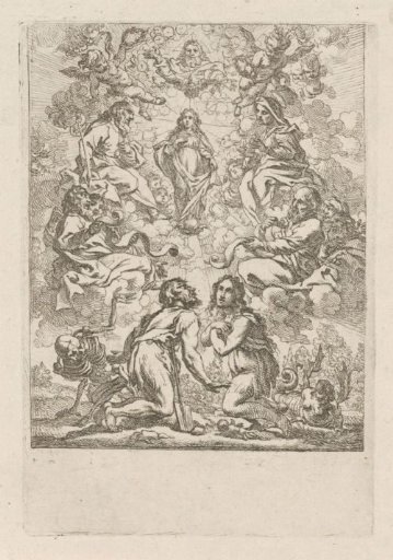 Adam and Eve Kneeling before the Virgin