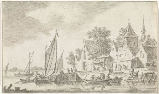 View of a Village on a River