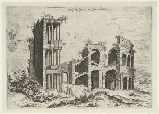 View of the Septizonium and the Colosseum in Rome