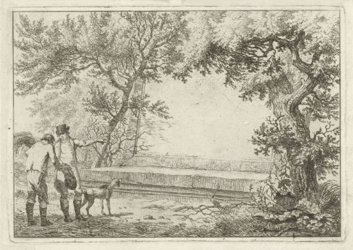 Two Men at a Stone Cartouche