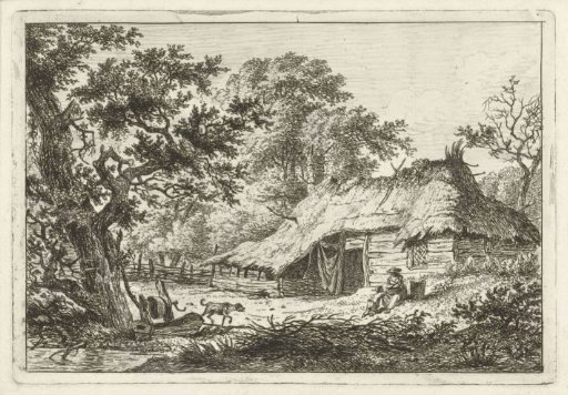 Farm with Woman, Child and Dog