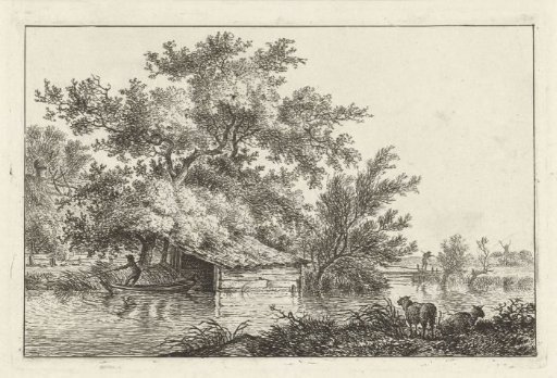 Small boat near a boathouse