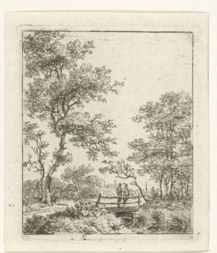 Landscape with two men on a bridge