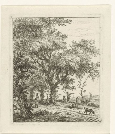 Landscape with woman and dog