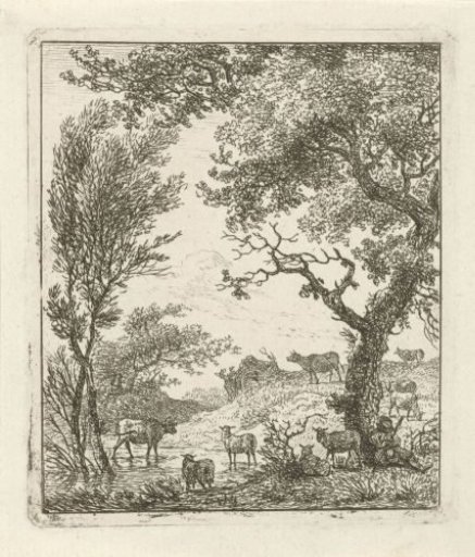 Landscape with a herd of cattle